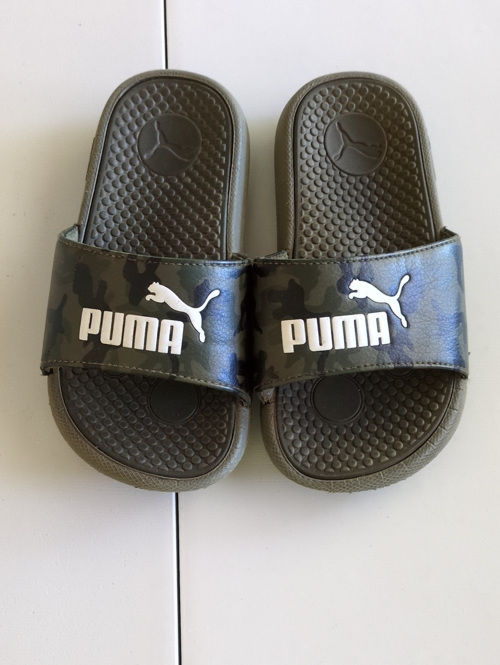 Puma Kids Olive Camo Logo Slide Sandals